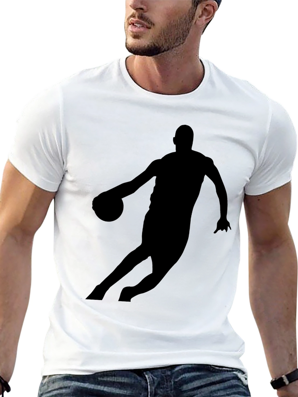 Basketball Player Silhouette Black Graphic T-Shirt