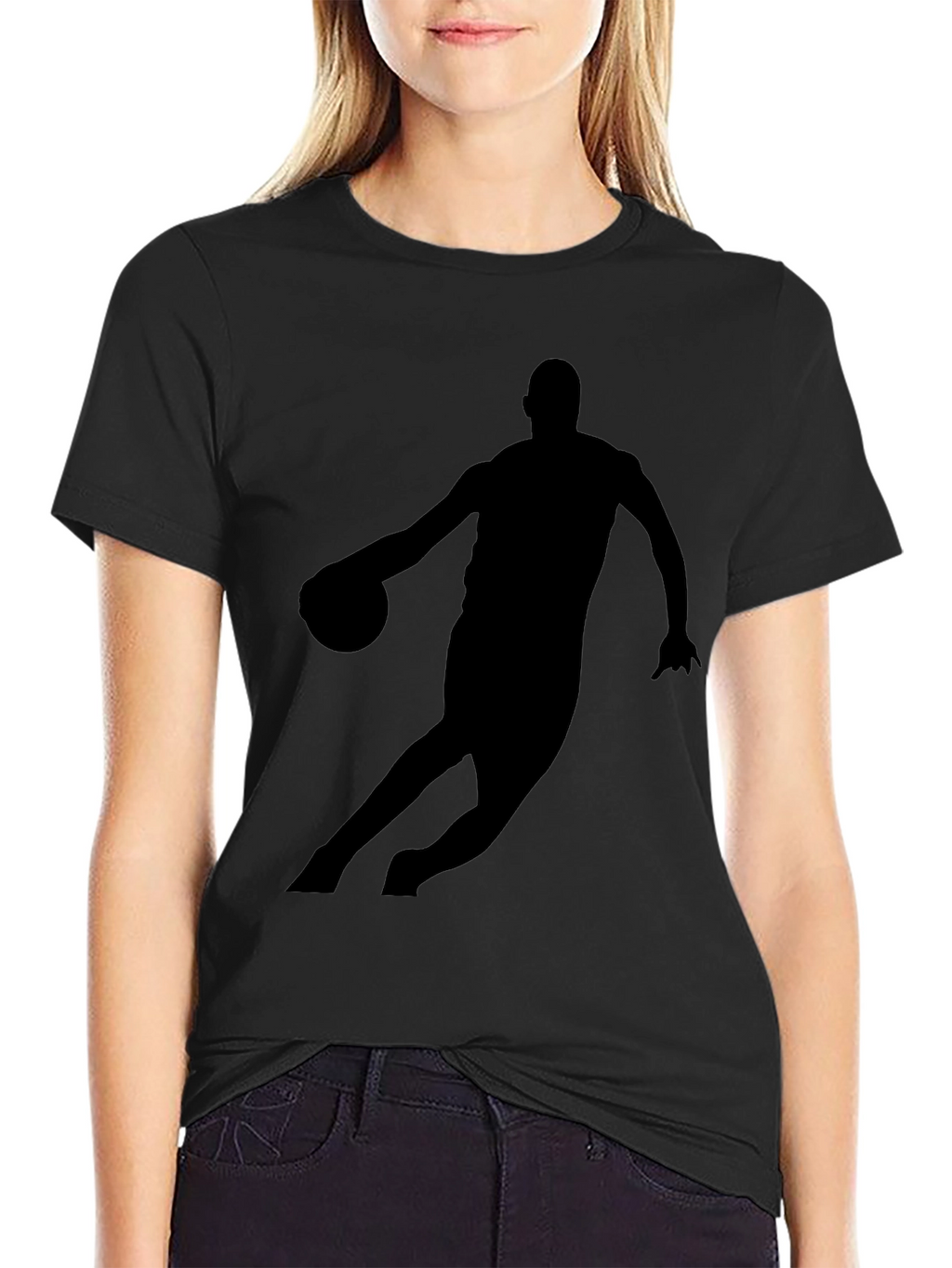Basketball Player Silhouette Black Graphic T-Shirt