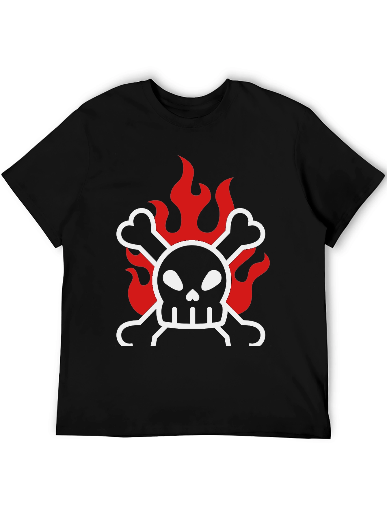 Skull & Crossbones on Fire Graphic T-Shirt