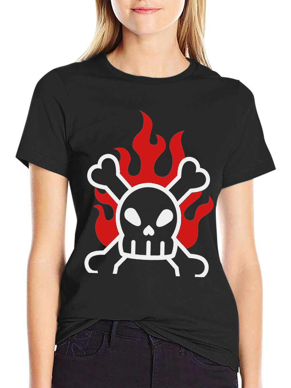 Skull & Crossbones on Fire Graphic T-Shirt