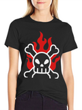 Skull & Crossbones on Fire Graphic T-Shirt
