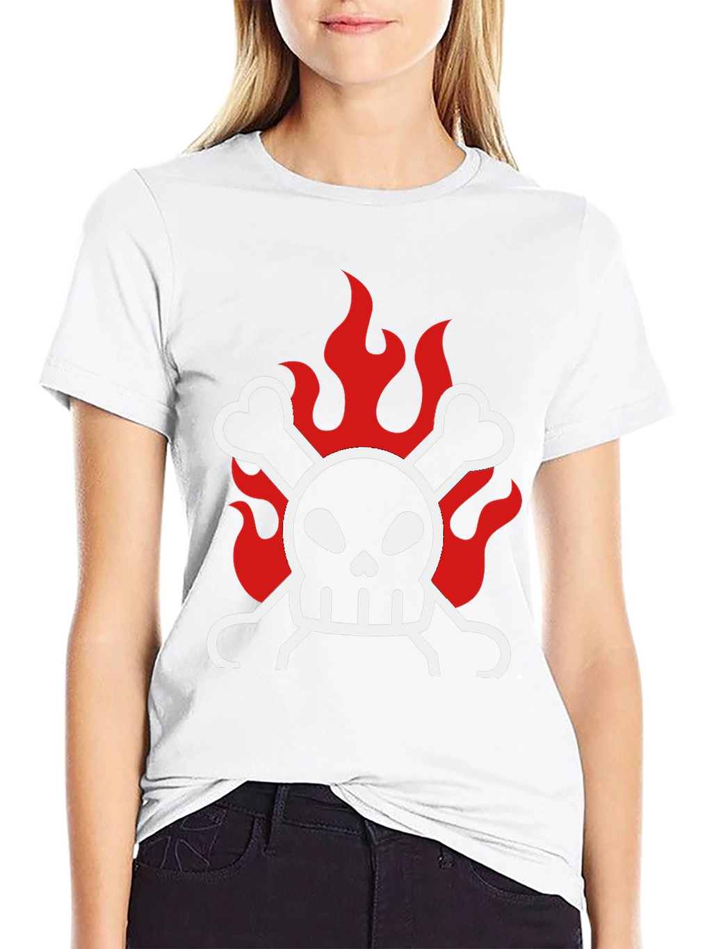 Skull & Crossbones on Fire Graphic T-Shirt
