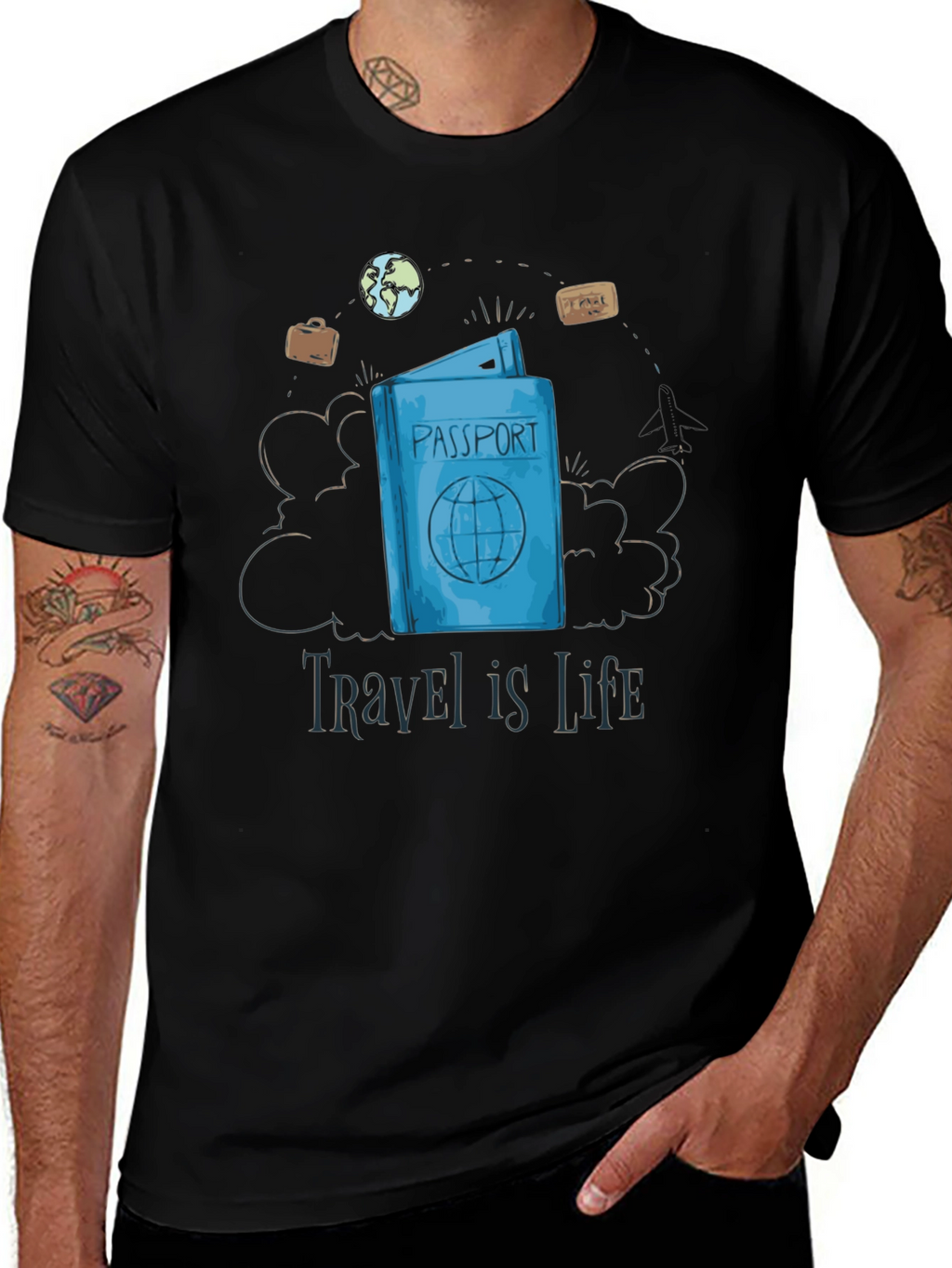 Travel is Life Passport Graphic T-Shirt