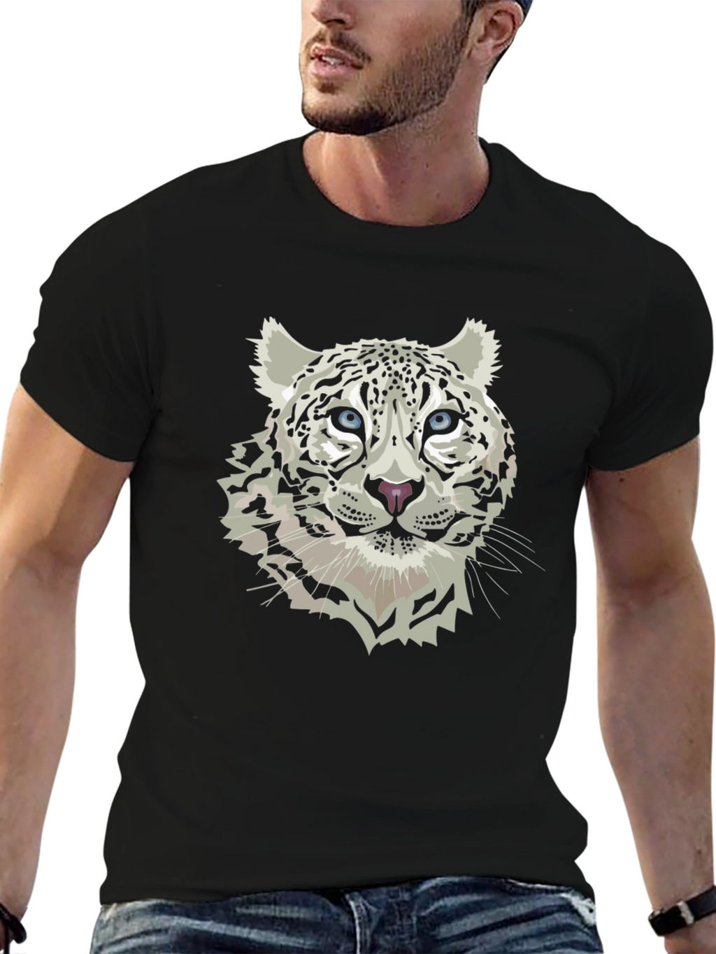 Snow Leopard Graphic Tee - Black T-Shirt