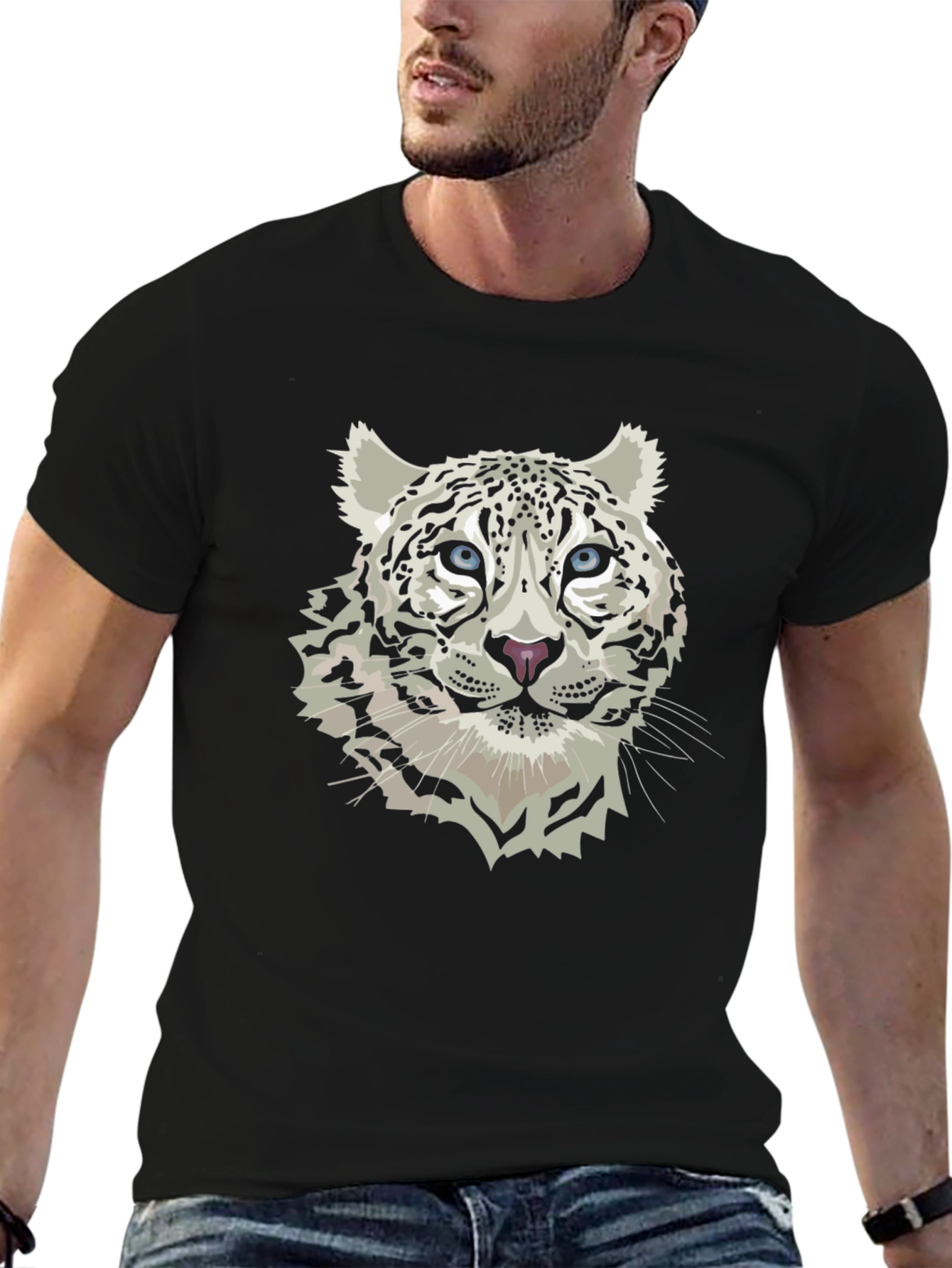 Snow Leopard Graphic Tee - Black T-Shirt