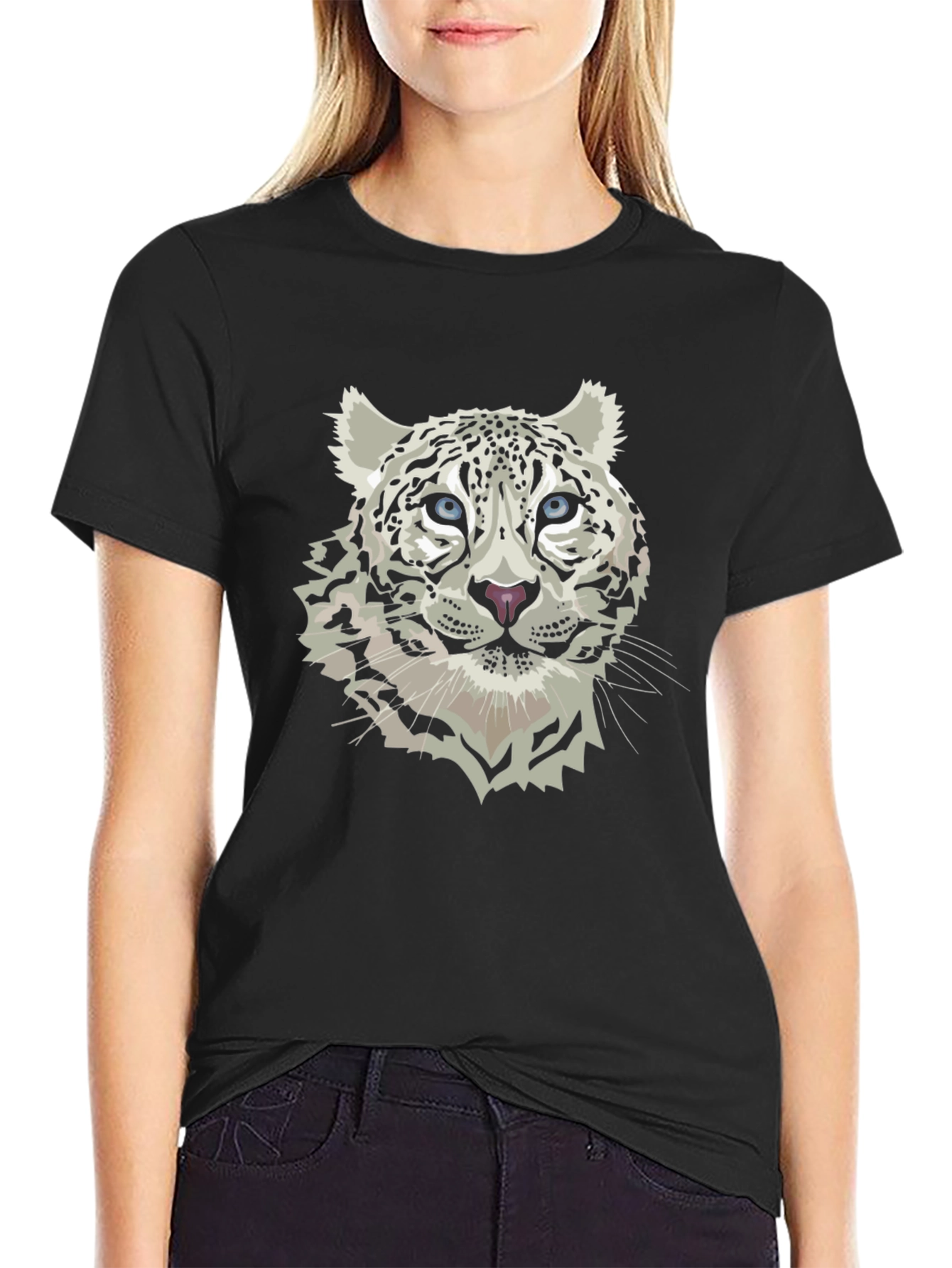 Snow Leopard Graphic Tee - Black T-Shirt