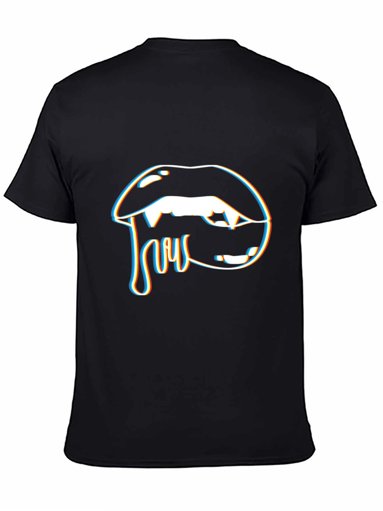 Vampire Lips Graphic T-Shirt - Black