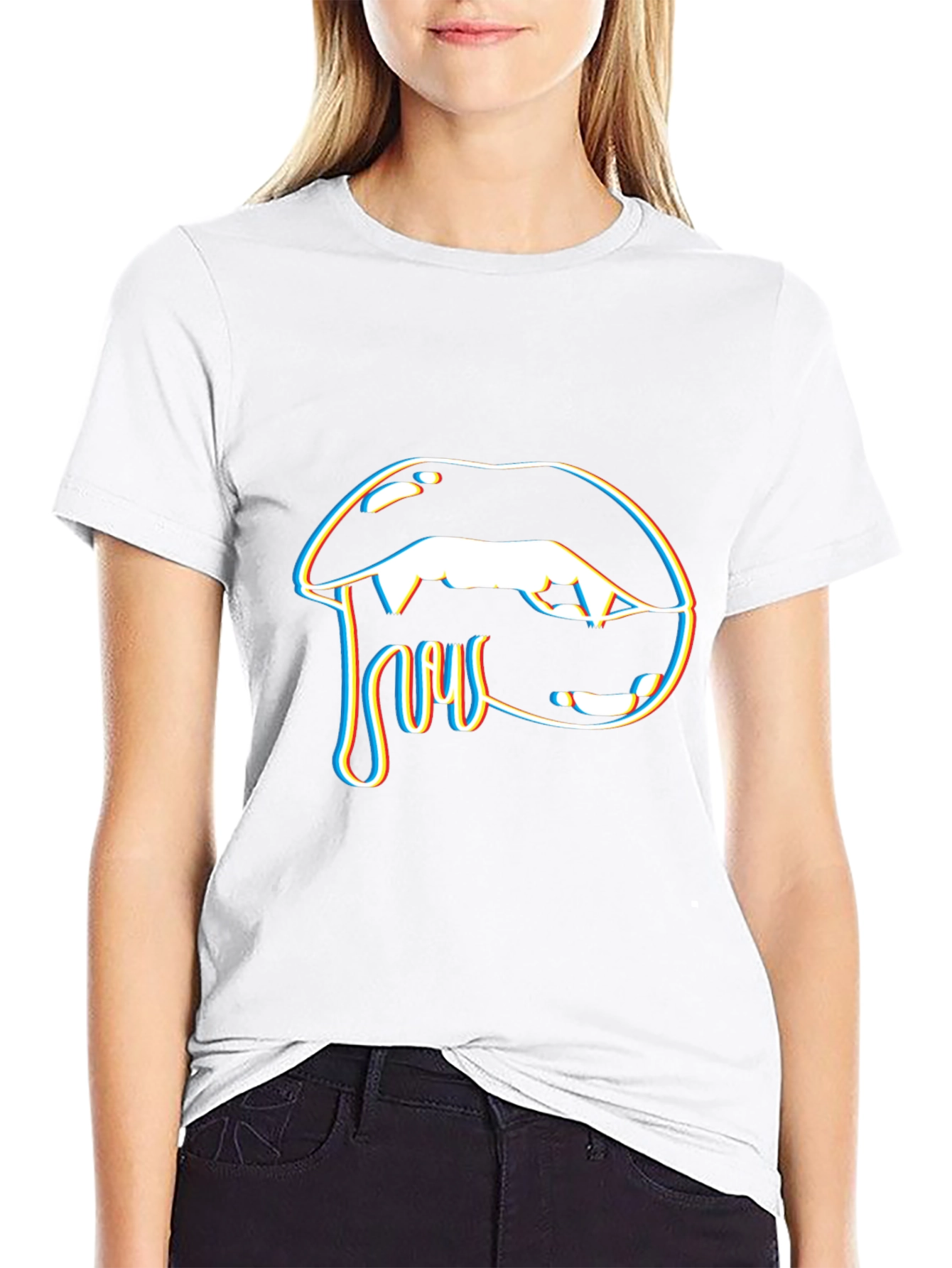 Vampire Lips Graphic T-Shirt - Black