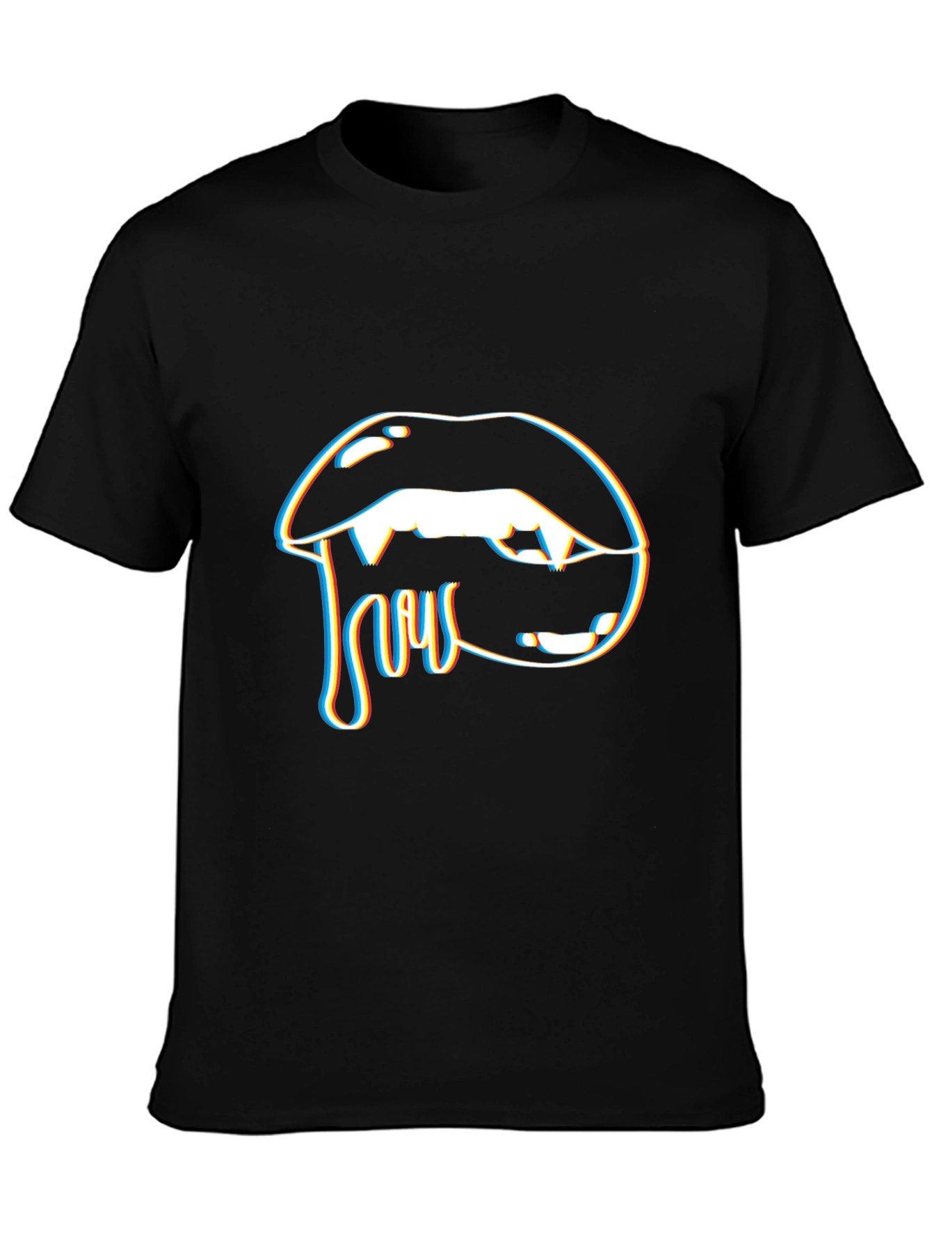 Vampire Lips Graphic T-Shirt - Black