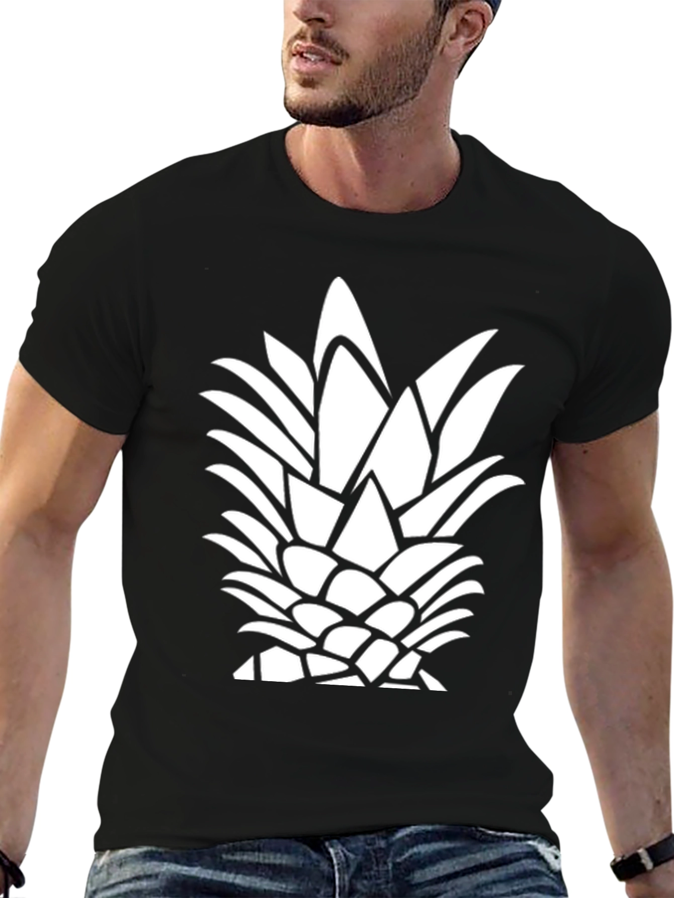 Pineapple Graphic Tee - Black Casual T-Shirt