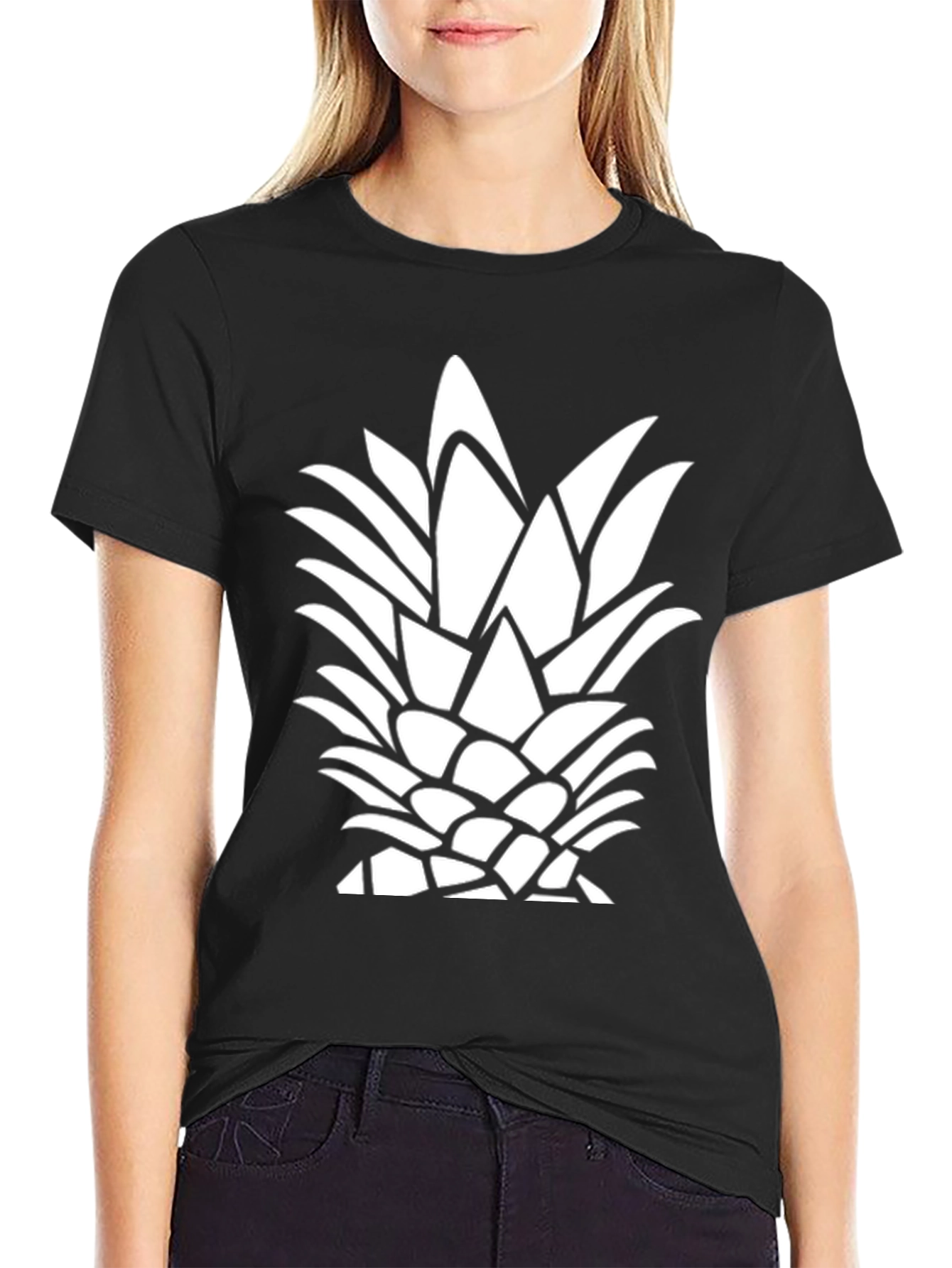 Pineapple Graphic Tee - Black Casual T-Shirt