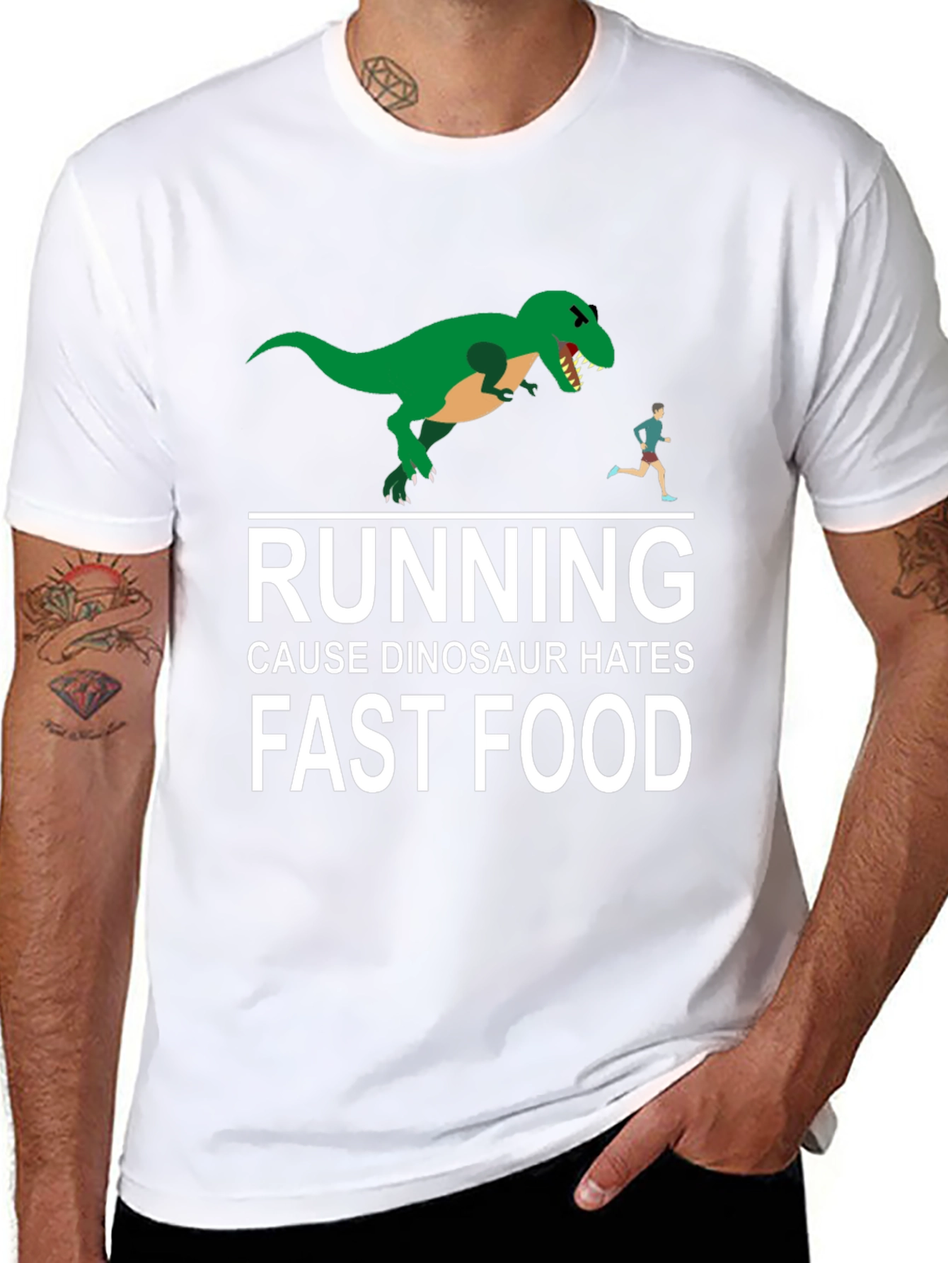 Dinosaur Hates Fast Food Graphic Tee