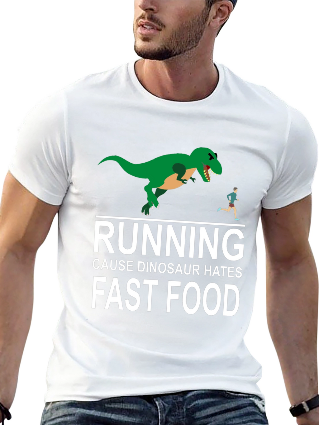 Dinosaur Hates Fast Food Graphic Tee