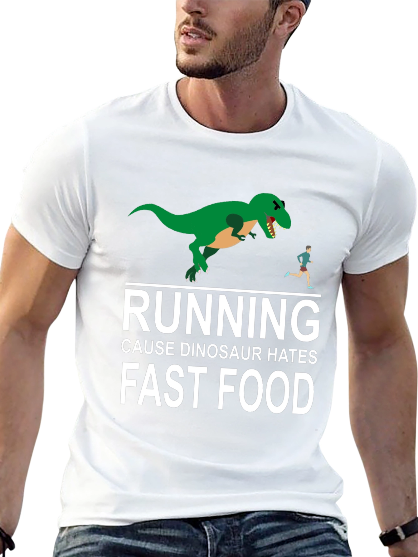 Dinosaur Hates Fast Food Graphic Tee