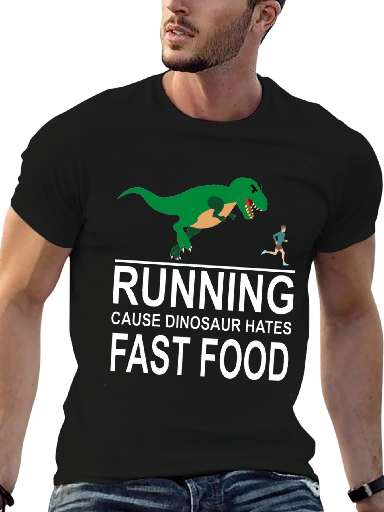 Dinosaur Hates Fast Food Graphic Tee