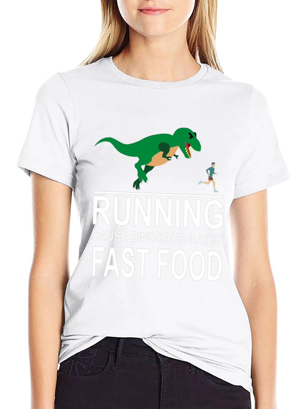 Dinosaur Hates Fast Food Graphic Tee