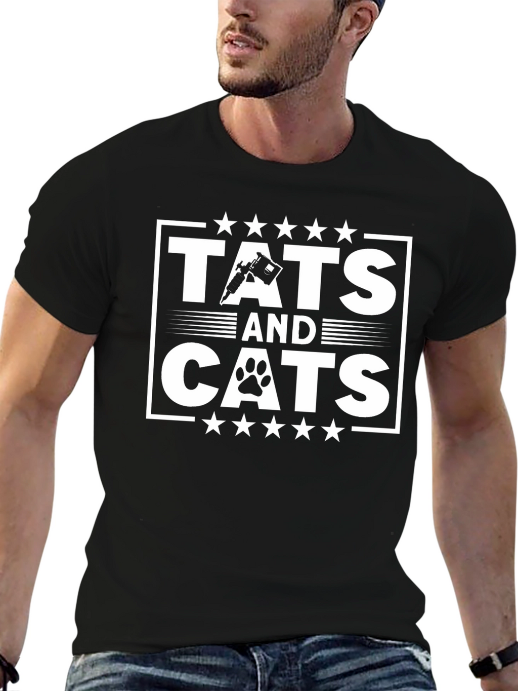 Tats and Cats Graphic T-Shirt - Black