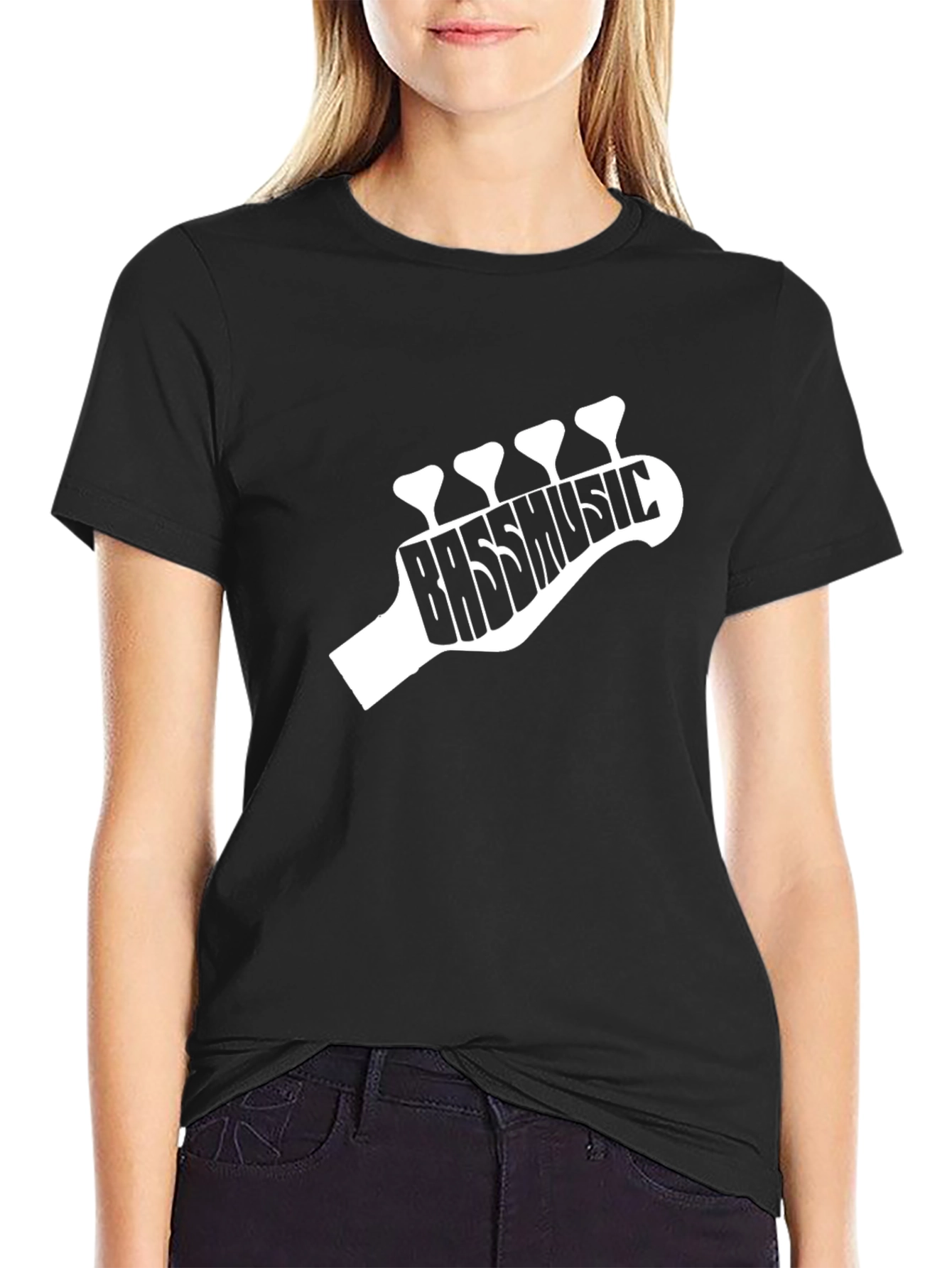 Bass Music Guitar Headstock T-Shirt - Black