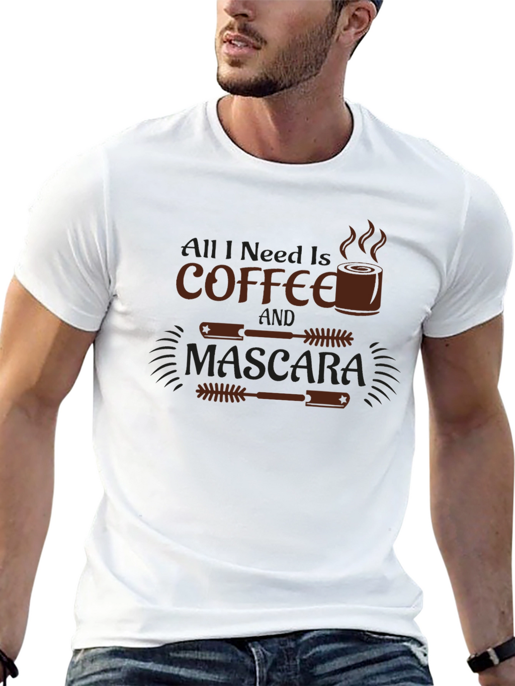 Coffee & Mascara Graphic Tee - Black Casual T-Shirt
