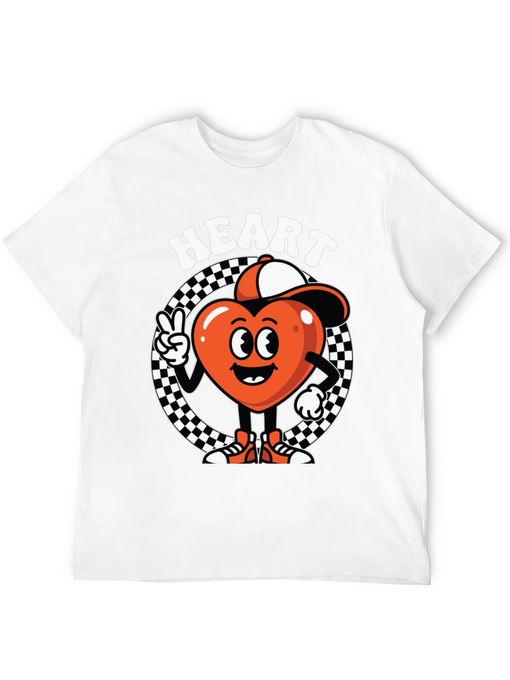 Heart Character Graphic Tee - Cool Design