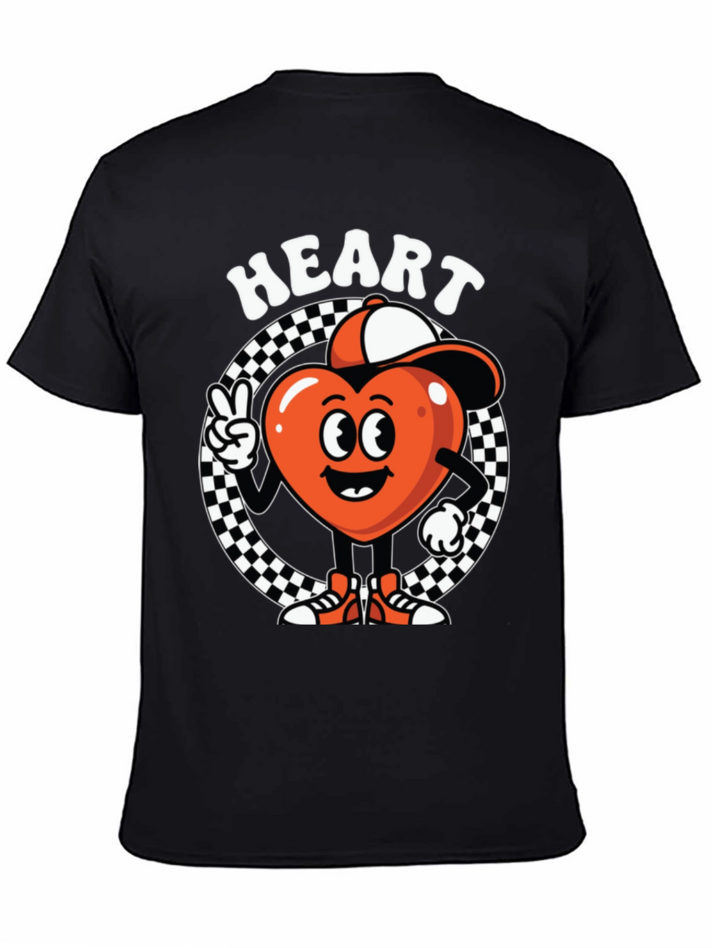 Heart Character Graphic Tee - Cool Design