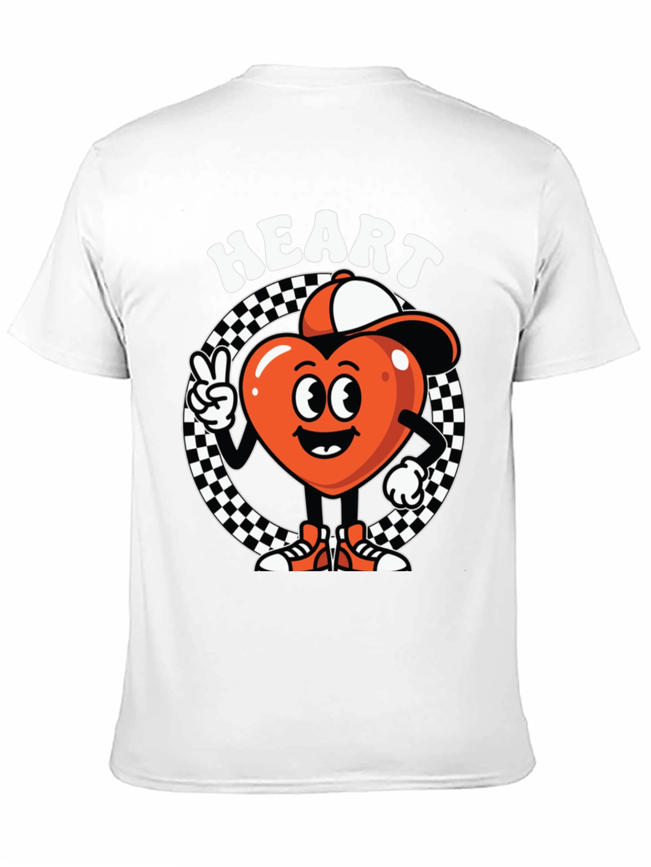 Heart Character Graphic Tee - Cool Design