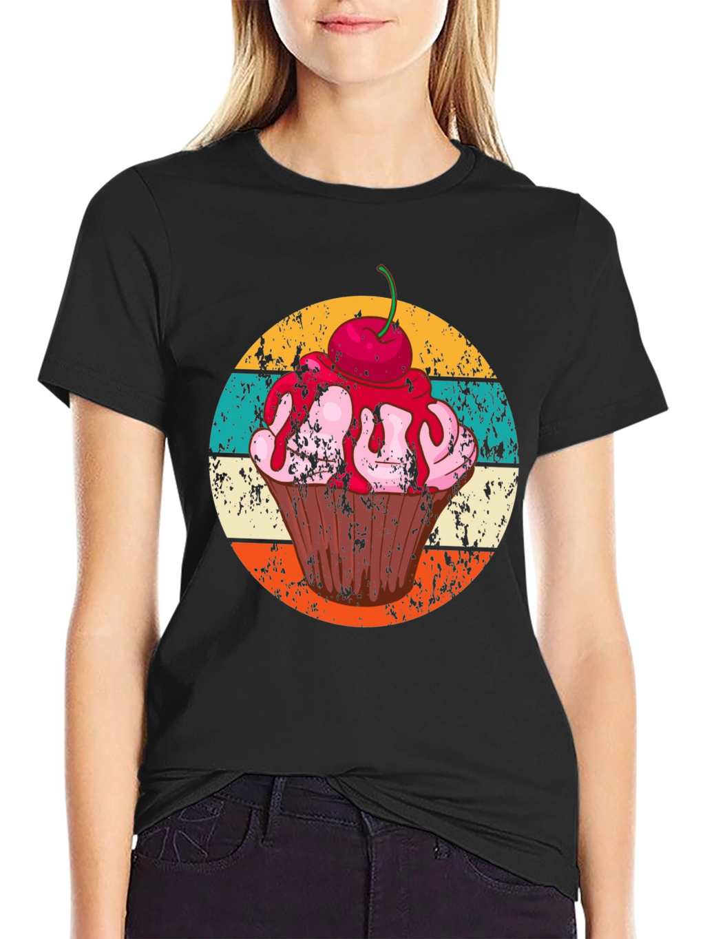 Retro Cupcake Graphic T-Shirt