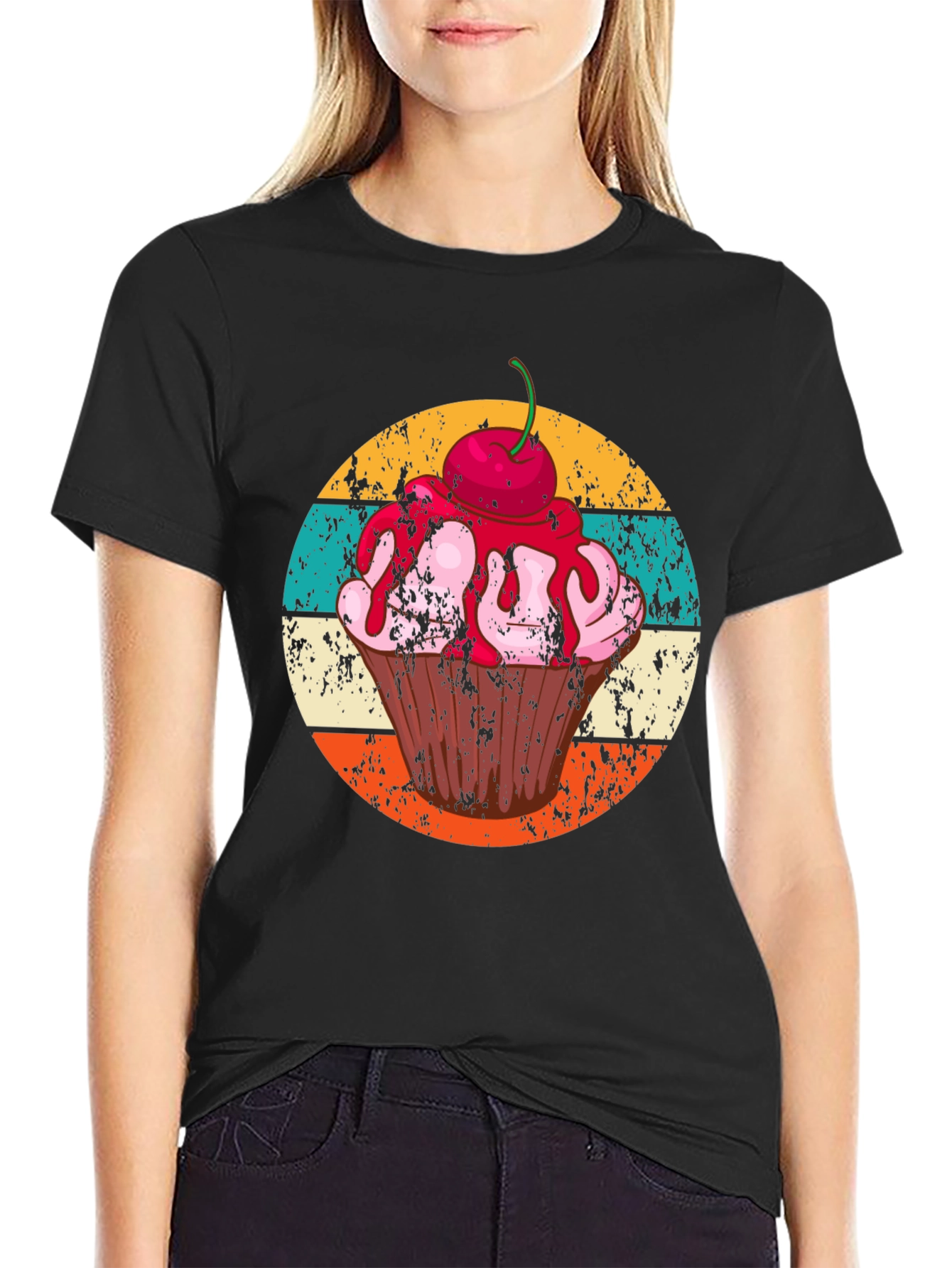 Retro Cupcake Graphic T-Shirt