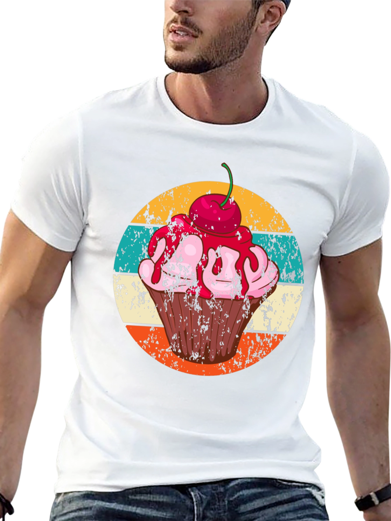 Retro Cupcake Graphic T-Shirt