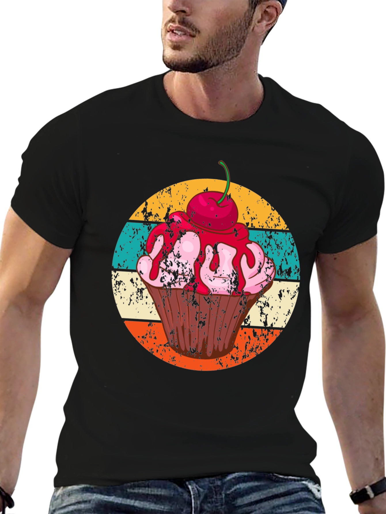 Retro Cupcake Graphic T-Shirt