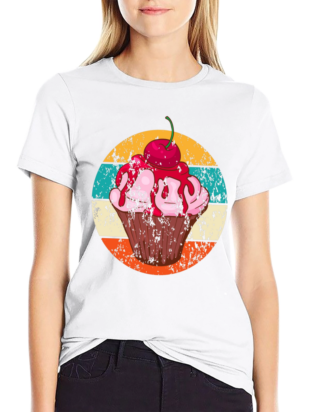 Retro Cupcake Graphic T-Shirt