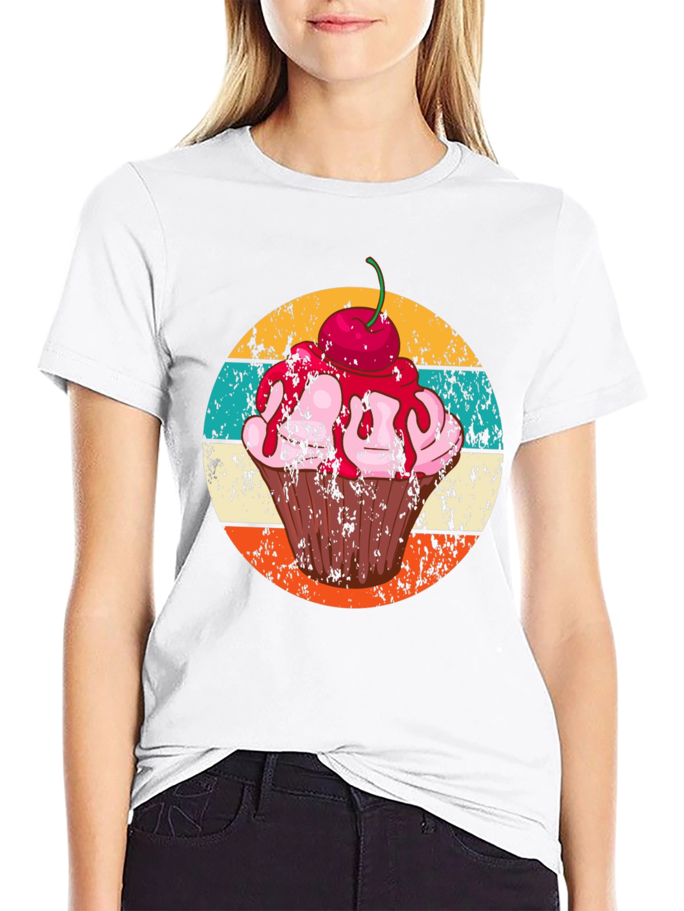 Retro Cupcake Graphic T-Shirt