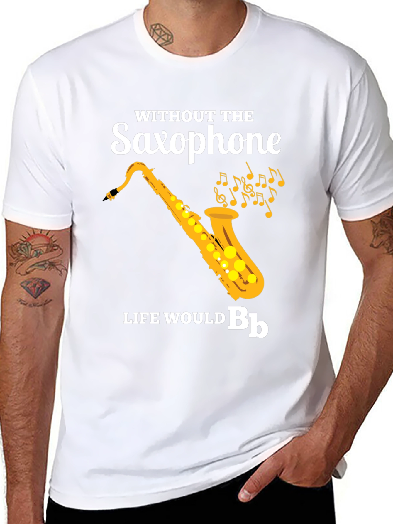 Saxophone Music Lover T-Shirt - Life Would Be Bb