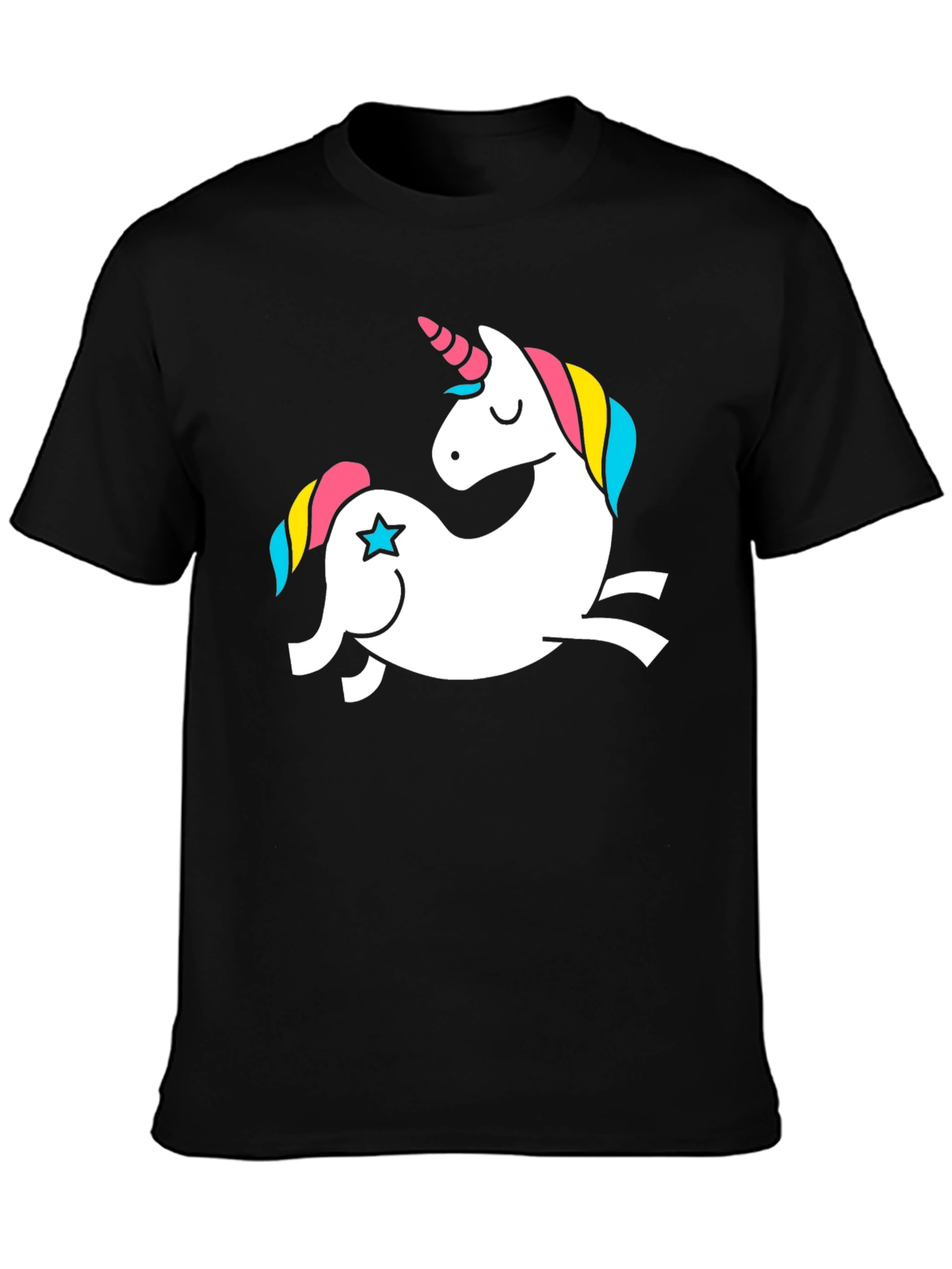 Unicorn Graphic Tee - Black Cotton T-Shirt