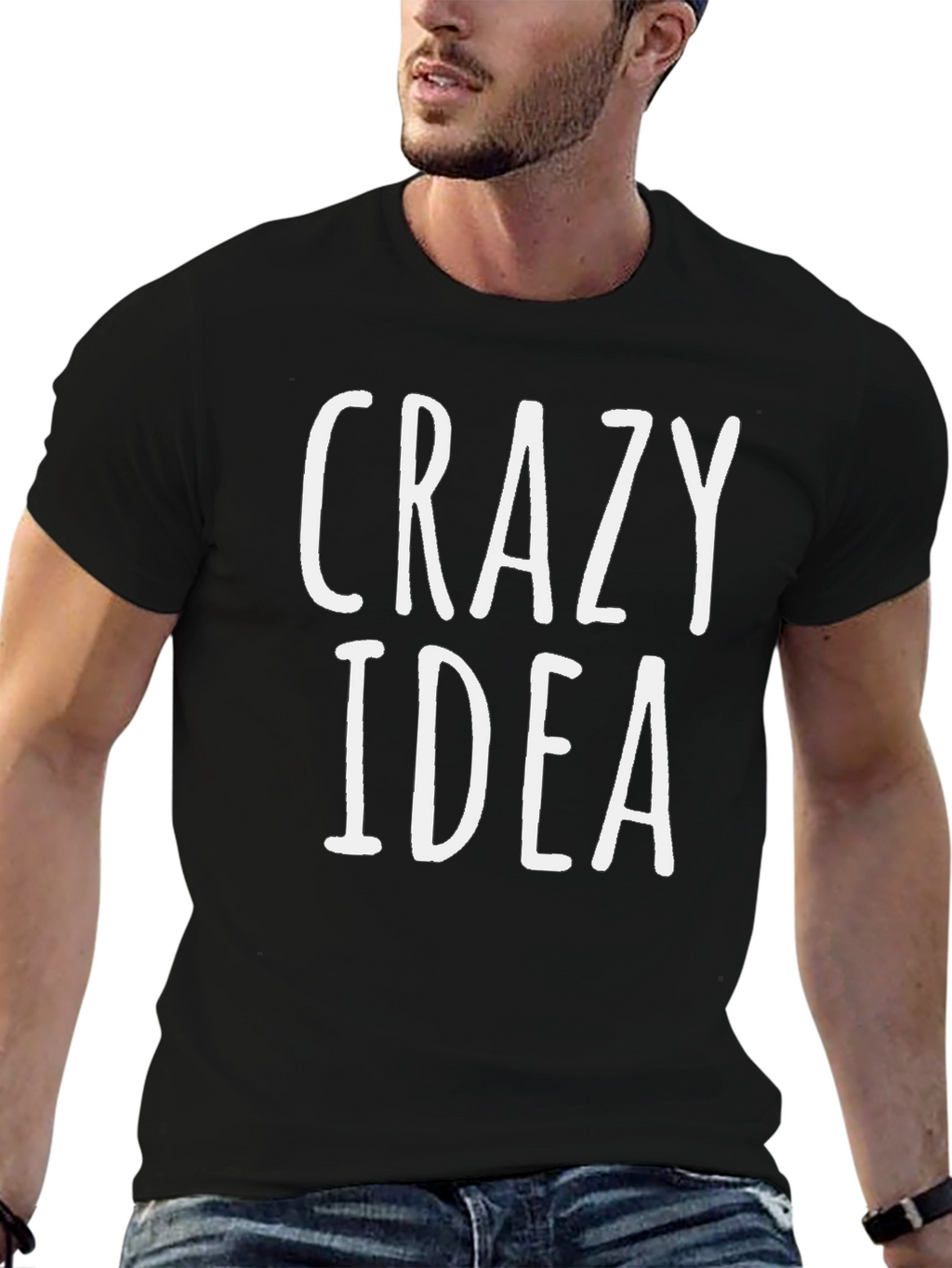 Crazy Idea Black Graphic T-Shirt