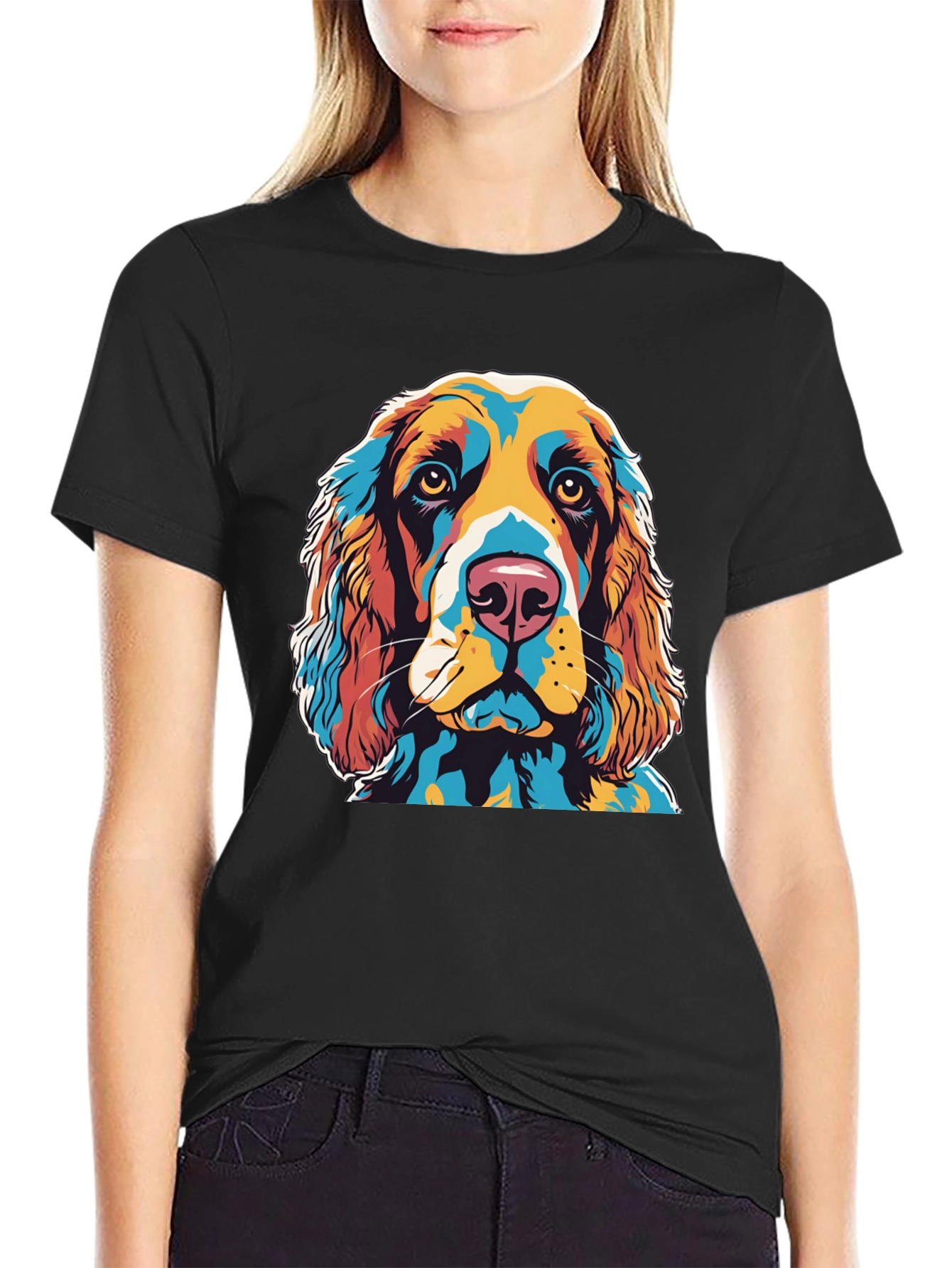 Colorful Dog Portrait Graphic T-Shirt