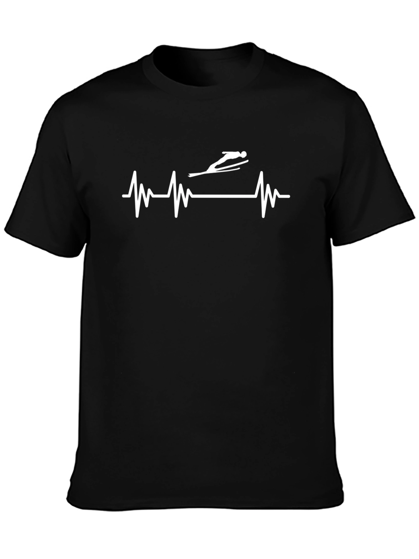 Ski Jumping Heartbeat T-Shirt - Black Graphic Tee