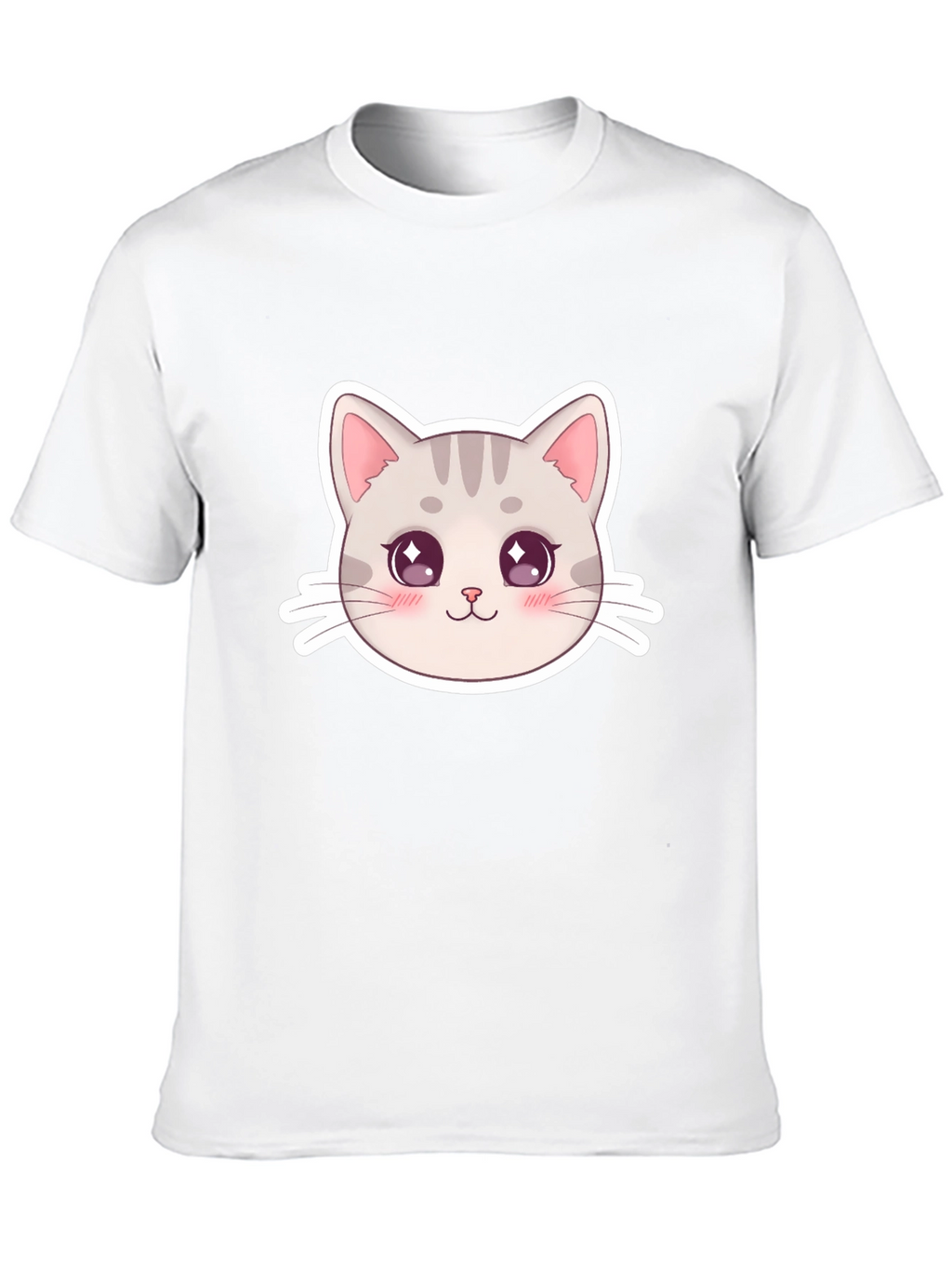 Cute Cat Face Graphic Black T-Shirt