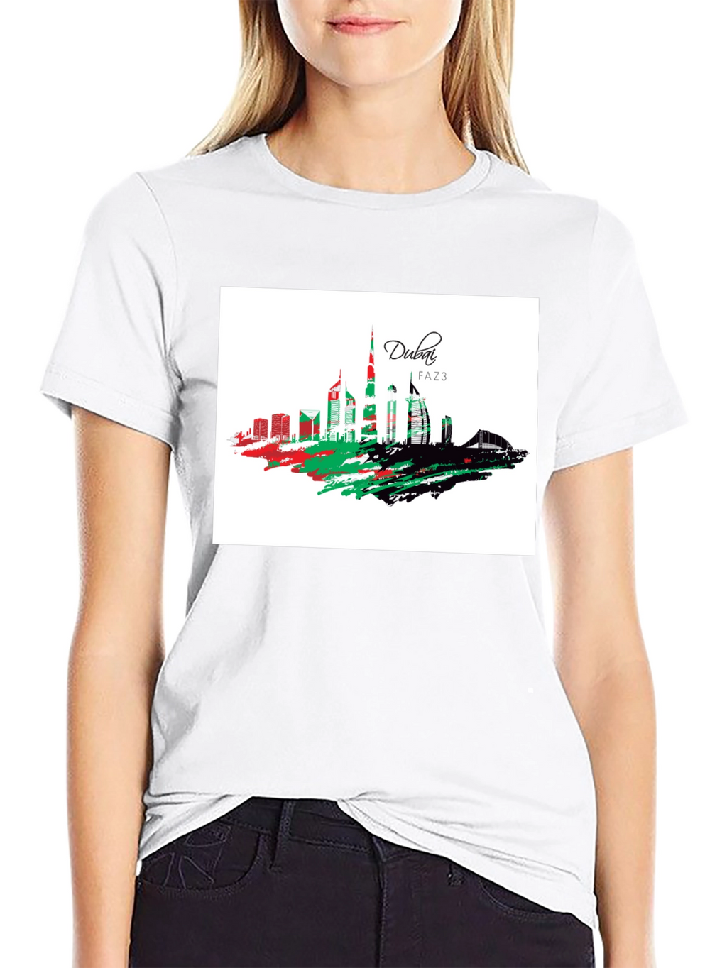 Dubai Skyline Graphic Tee - Stylish Black T-Shirt