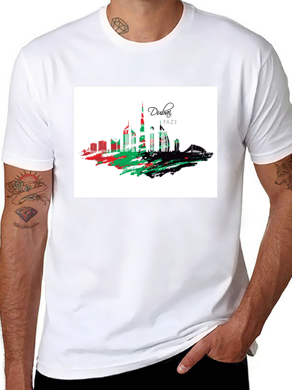 Dubai Skyline Graphic Tee - Stylish Black T-Shirt
