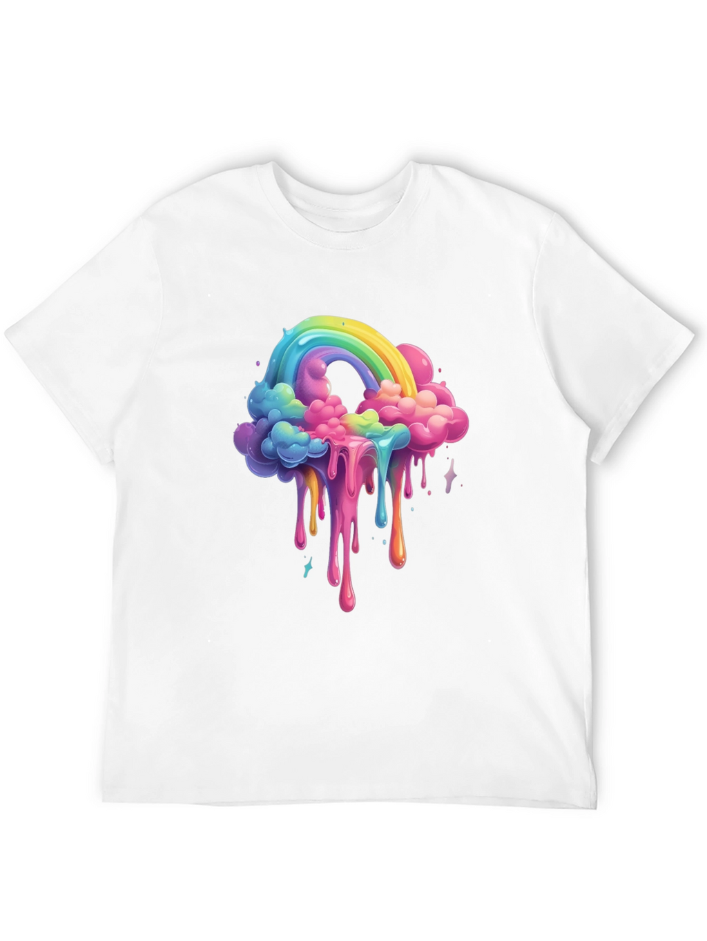 Rainbow Drip Graphic Tee - Unique Cloud Design
