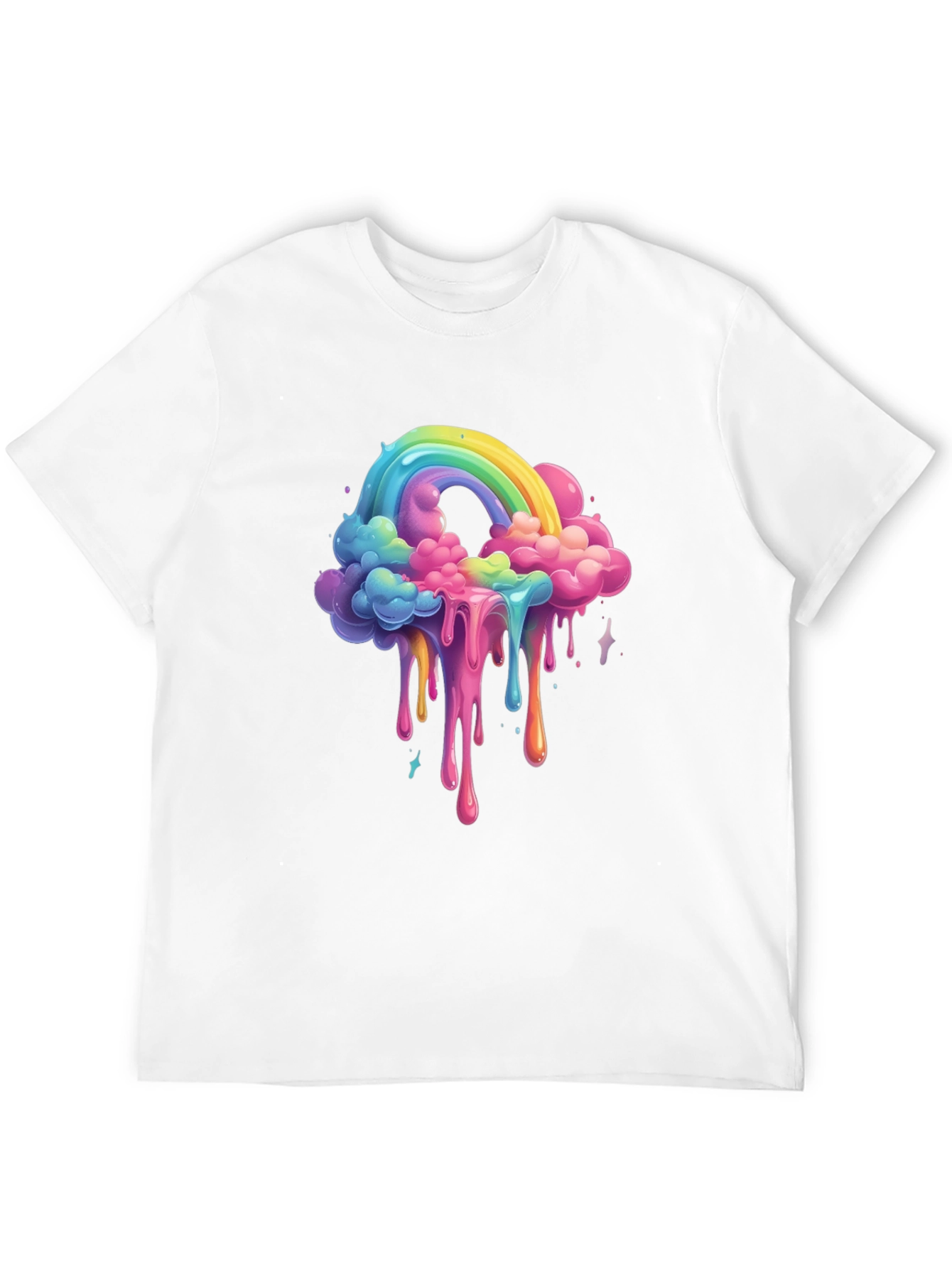 Rainbow Drip Graphic Tee - Unique Cloud Design