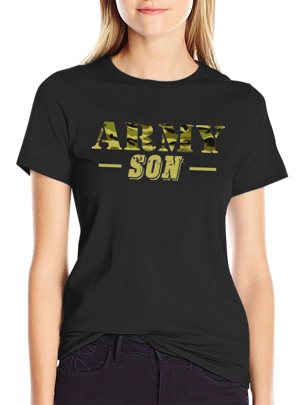 Army Son Camo Print Graphic T-Shirt