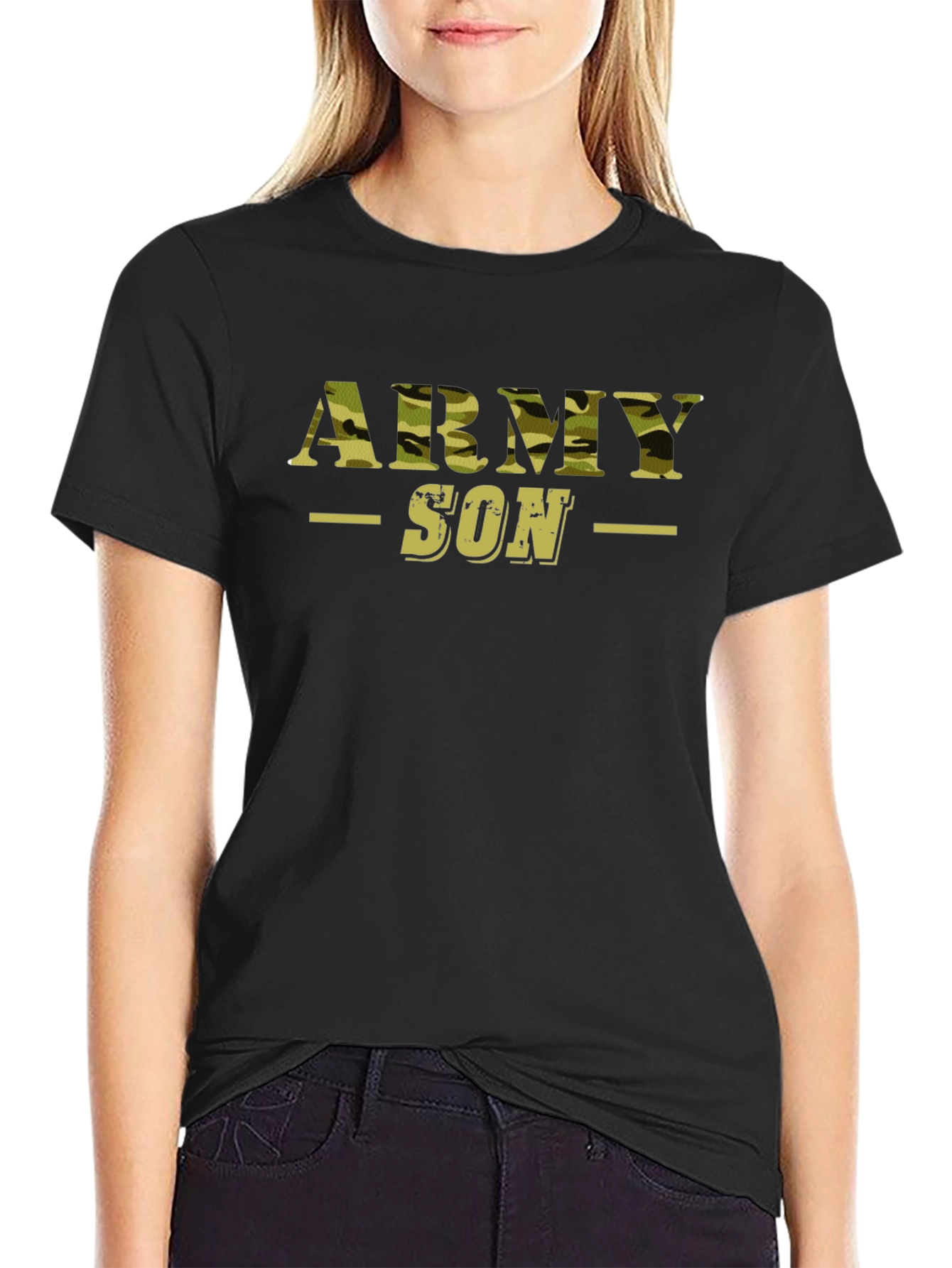 Army Son Camo Print Graphic T-Shirt