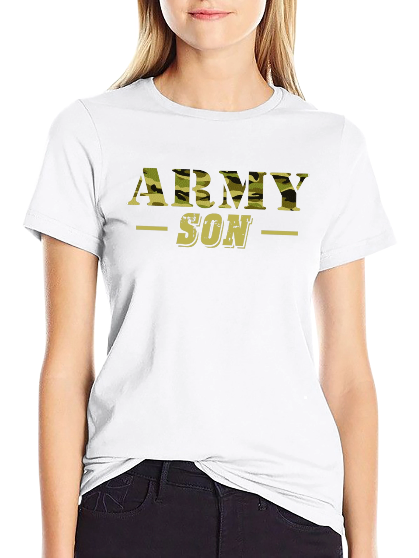 Army Son Camo Print Graphic T-Shirt