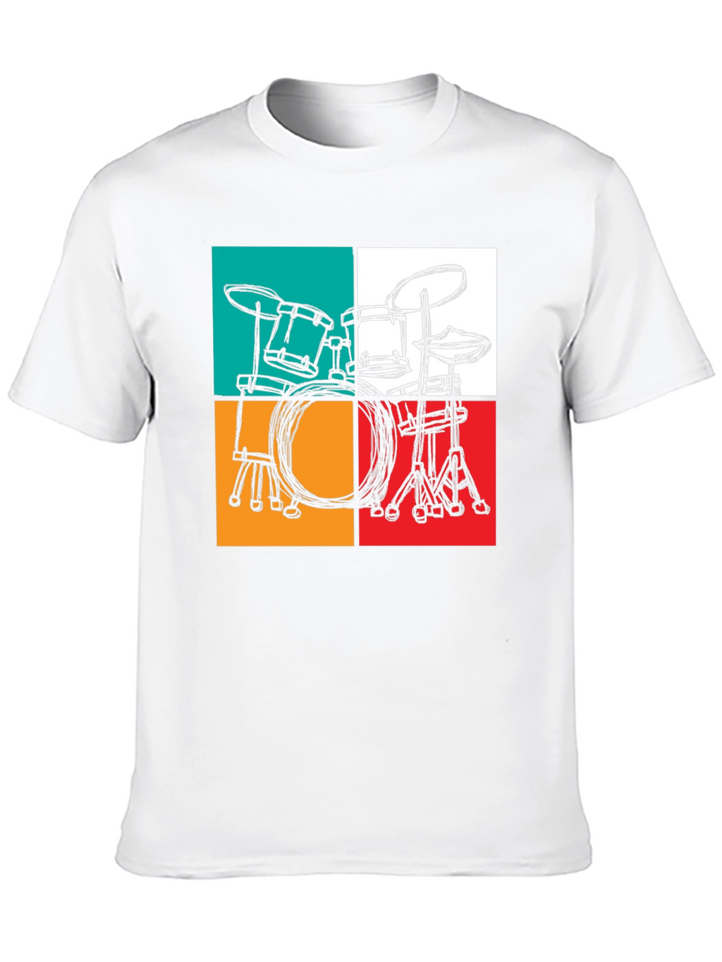 Retro Drum Set Graphic T-Shirt - Black