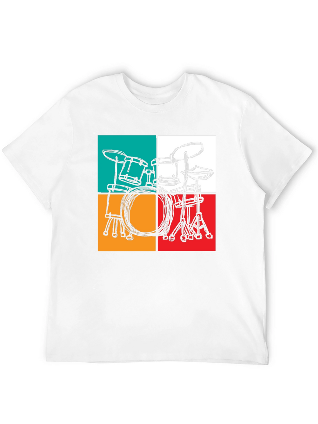 Retro Drum Set Graphic T-Shirt - Black