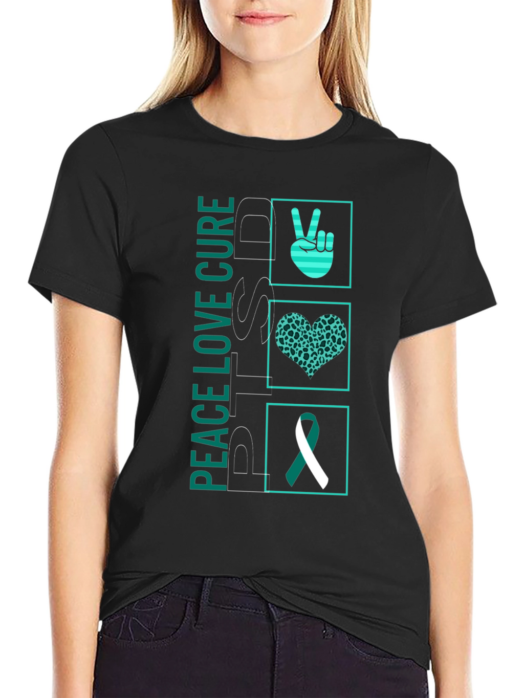 Peace Love Cure PTSD Awareness T-Shirt