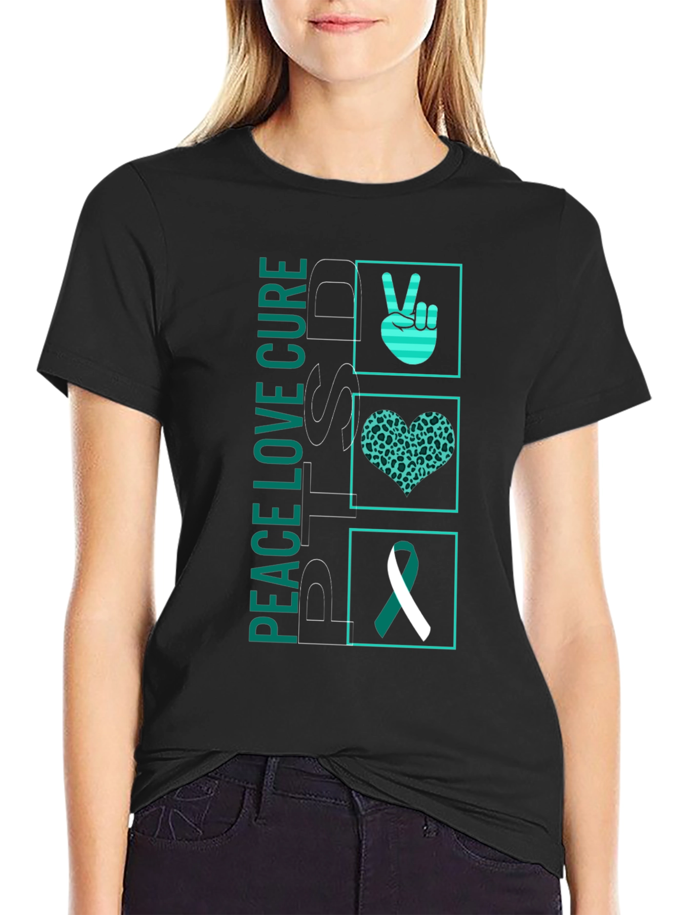 Peace Love Cure PTSD Awareness T-Shirt