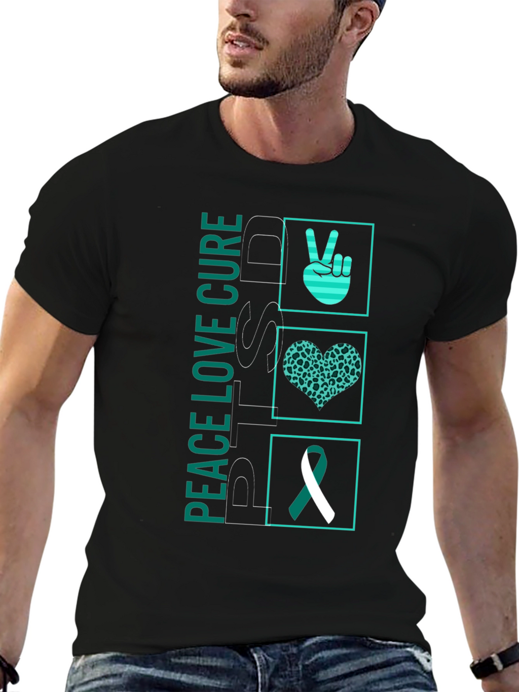 Peace Love Cure PTSD Awareness T-Shirt